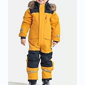 billiga Kläder för pojkar-Barn Pojkar Träningsoveraller Snödräkt Utrusta Färgblock Långärmad Bomull Uppsättning Sport Höst Vinter 7-13 år Gul Marinblå Orange
