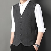 abordables Gilet-Homme Pull Gilet Robe pull Pull en laine A côtes Tricoter Tricoté Rayure Col V Moderne contemporain Coréen Usage quotidien Sortie Vêtement Tenue Sans Manches Printemps &amp; Automne Noir Rouge M L XL