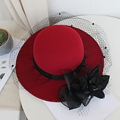 tanie Kapelusze na przyjęcia-Czapki Sztuczne pióra Mieszanka Poli / Bawełny Melonik Kapelusz bucket Kapelusz Fedora Codzienny Święto Kentucky Derby koktajl Królewski Astcot Styl vintage Elegancja Z Pióro Haft nakładany Winieta