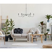 abordables Luces colgantes-Lámpara colgante led de 88 cm 6 luces estilo vela hierro industrial para comedor, salón, cocina negro moderno tradicional/clásico 220-240v