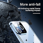 baratos Capas para iPhone-Capa para iPhone com Bumper de Metal de Vidro Temperado Duplo Lado Magnético – Capa Flip Clara para iPhone 16/15/14/13/12 Pro Max