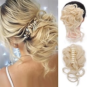 economico Chignon-chignon disordinato ricci ondulati scrunchies per capelli sintetici estensione posticci per donne parrucca chignon artiglio in chignon estensioni dei capelli chignon disordinati (12h24 # marrone