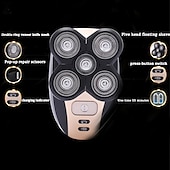 cheap Shaving &amp; Hair Removal-5 In 1 4D Men&#039;s Rechargeable Bald Head Electric Shaver 5 Floating Heads Beard Nose Ear Hair Trimmer Razor Clipper Facial Brush