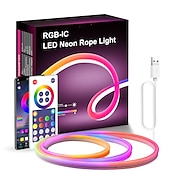Недорогие Умный ночной свет-неоновые светодиодные ленты tuya wifi bluetooth 3m 9.84ft rgbic цветная иллюзия музыка набор неоновых световых полос diy форма 16 миллионов цветов usb дистанционное управление приложением ip67