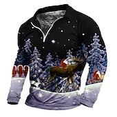 billige Julesceneantrekk-jul menns julescene 3d glidelås polo golftre julenissen grafiske trykk turndown hvit rosa blå lilla grønn 3d-utskrift gate langermet glidelåstrykk klær klær motedesigner
