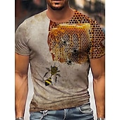 お買い得  アニマルプリントTシャツ-男性用 男女兼用 ミツバチ グラフィック シャツ Tシャツ 面白いTシャツ 半袖 Tシャツ 3Dプリント クルーネック シャツ デザイナー カジュアル 大きくて背が高い 日常 祝日 イエロー ライトブラウン オレンジ 夏 衣類 S M L XL XXL 3XL 4XL