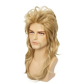billiga Herrperuker-mullet peruk för män 70-tal 80-talskostym snygg festperuk lång blond lockig punk rockerperuk syntetiska kostymer peruker för manliga killar