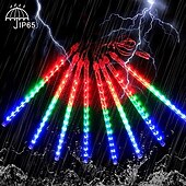 זול מוצרים עם חיבור לחשמל-led מטאורים גשם אורות 30 ס"מ 11.8 אינץ' 8 צינורות 192 led נטיפי קרח שלג נופל אורות נצנצים כוכב חיצוני טיפת גשם אורות חג המולד מסיבת חתונה חג קישוט עץ