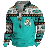 abordables Sweats 3D homme-Homme Tribal Imprimés Photos Sweat shirt Sweat manche longue Sweat-shirt Col Mao Vêtement de rue Design Décontractées 3D effet Casual du quotidien Des sports Imprimer Printemps &amp; Automne