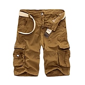 baratos Clássico-Homens Bermuda Cargo Calção Shorts de Trilha Bolsos Tecido Conforto Respirável Comprimento do joelho Trabalho Casual Diário Moda Roupa de rua Exército verde açafrão