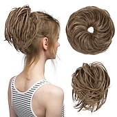 cheap Chignons-Messy Bun Hair Piece Straight Fake Bun Scrunchies Heat Resistant Fiber Synthetic Fully Beach Blonde Short Ponytail Extension Instant Updo Donut Chignons Elastic Scrunchy Hairpiece for White Women Girl
