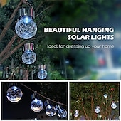 preiswerte Landschaftslichter-Weihnachts-Solarleuchten für den Außenbereich aus gesprungenem Glas, Solar-Gartenleuchten, wasserdichte LED-Hängekugelleuchten für Weihnachtsdekoration im Außenbereich, Garten und Terrasse