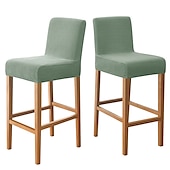 cheap Dining Chair Cover-2 Pcs Stretch Black Bar Stool Pub Burgundy Chair Slipcover White Stool Cover Counter Black for Dining Room Cafe Barstool Jacquard Fabric with Elastic Bottom