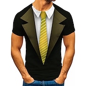 cheap 3D T shirts-Men&#039;s Graphic Tee Tuxedo Shirts Short Sleeve T shirt 3D Print Round Neck Shirt Exaggerated Basic Daily Black White Yellow Clothing Apparel Normal S M L XL XXL 3XL 4XL