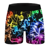 baratos Moda Íntima para Homem Confortável-Homens 1 pacote Roupa Íntima Calcinha básica Cueca Boxer Cuecas Imprimir Algodão Poliéster Antibacteriano À prova de vazamento Arco-Íris Cintura Média Preto Rosa