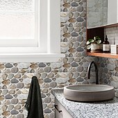 voordelige Tegelstickers-15x30cm 6 stks tegels muurstickers tegel verf backsplash verwijderbare waterdichte zelfklevende stickers woondecoratie woonkamer keuken badkamer decor (zwart, zelfklevende decoratieve muursticker