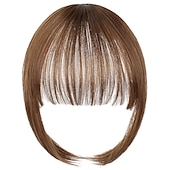 voordelige Pony-pony haar clip in extensions natuurlijke pony pony clip-on front nette platte knal een stuk lang steil haarstukje voor vrouwen