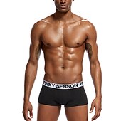 preiswerte Boxershorts für Herren-Herren 3 Pack Unterwäsche Unterwäsche Boxer Slip Polyester-Baumwoll-Gemische Waschbar Komfortabel Buchstabe Tiefe Hüfthöhe Schwarz Weiß