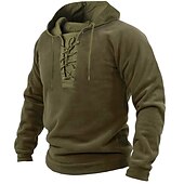 abordables sudaderas basicas hombre-Hombre Sudadera Táctico Negro Amarillo Verde Trébol Gris Con Capucha Color sólido Acordonado Deporte Deportes Ropa de calle Estampado en caliente Design Básico Casual Primavera Otoño Ropa Sudaderas