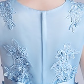 baratos Vestidos floridos-Infantil Para Meninas Vestido de daminha de honra Vestido Flor Sem Manga Casamento Festa Paetês Princesa Doce Poliéster Altura dos Joelhos Vestido de florista Verão 3-12 anos Branco Rosa Azul Marinha