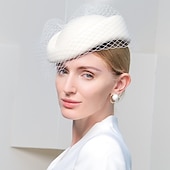 economico Cappelli per feste-moda cappelli eleganti in lana 100% con copricapo da sposa / festa / sera in puro colore / tulle 1pc