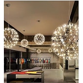 baratos Design de Globo-30 cm led pingente de luz led fogos de artifício e bola de faísca luminária de suspensão de teto globo de metal acabamentos pintados 110-120v 220-240v