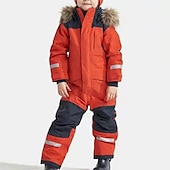 billiga Kläder för pojkar-Barn Pojkar Träningsoveraller Snödräkt Utrusta Färgblock Långärmad Bomull Uppsättning Sport Höst Vinter 7-13 år Gul Marinblå Orange