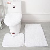 お買い得  浴室ラグマット3点セット-3点セット ソフト無地バスマット 滑り止め ノンスリップ バス WC カーペット 長方形 U字型 バスルーム トイレ ラグ フロアマット ドアマット