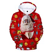 billige Morsomme julegensere og -gensere-Alv Jerseysjakke Hattetrøje Alvekostyme Pullover 3D-utskrift Par Herre Dame Jul Karneval Maskerade Jul Spesiell Voksne Fest Jul Feriereise Topp