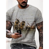 お買い得  アニマルプリントTシャツ-男性用 男女兼用 ミツバチ グラフィック シャツ Tシャツ 面白いTシャツ 半袖 Tシャツ 3Dプリント クルーネック シャツ デザイナー カジュアル 大きくて背が高い 日常 祝日 イエロー ライトブラウン オレンジ 夏 衣類 S M L XL XXL 3XL 4XL