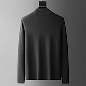 cheap Basic T shirts-Men&#039;s Turtleneck shirt Long Sleeve Shirt Long Sleeve Crew Neck Spring &amp;  Fall Plain Fashion Casual Comfortable Street Holiday Going out Black White Blue Top Tee for Men