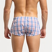 economico Boxer da uomo-Per uomo 1 confezione Biancheria intima Mutandine di base Boxer Slip Cotone Elastene Antiparassitario A prova di perdita A quadri Vita normale Giallo Blu