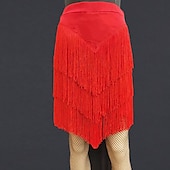 voordelige Latin danskleding-Latijnse dans Rokken Kwastje Ruches Pure Kleur Dames Prestatie Opleiding Hoog Polyester