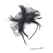 levne Fascinátory a klobouky-fascinators kentucky derby klobouk pokrývka hlavy organza polyester / polyamid kbelík klobouk párty / večer dovolená koktejl královský astcot vintage styl elegantní s nášivkami z peří pokrývka hlavy