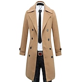 billiga Trenchcoat för män-Vinterkappa Rock Peacoat Trenchcoat Företag Ledigt Höst Vinter 95% polyester 5% bomull Ytterkläder Kläder Hakslag