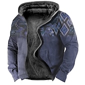 abordables Hoodies Ethniques Vintage-Homme Tribal Impressions Graphiques Sweat à capuche Sweats à capuche Sweatshirt Designer Basique Occasionnel Polaire fine manche longue À capuche Occasionnel Quotidien Sports Sortir Vêtements de rue