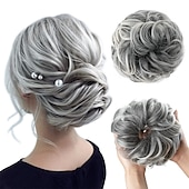 cheap Chignons-Messy Hair Buns Hair Piece Curly Hair Scrunchies for Women Girls Hairpieces Wavy Donut Hair Pieces Hair Bun Updo Hair Chignons