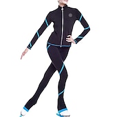 preiswerte Eiskunstlauf Trainingsoutfit-Eiskunstlauf-Jackett und -Hose Damen Mädchen Eislaufen Hosen / Regenhose Shirt Weiß Rosa Blau Glitzer Vlies Spandex Hochelastisch Ausbildung Wettbewerb Eiskunstlaufkleidung warm Kristalle Langarm