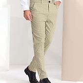cheap Chinos-Men&#039;s Trousers Chinos Jogger Pants Pocket Straight Leg Stripe Comfort Daily Holiday Going out Fashion Classic Black Blue Micro-elastic