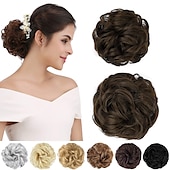 abordables Chignons-2pcs chignon désordonné chignon bouclé ondulé extensions de queue de cheval postiches cheveux chouchous wraps chignon pour femmes filles (plus chignon limité avec une longueur de cheveux plus longue