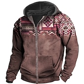 baratos moletons masculinos com zíper-Homens Bloco de cor Estampas Abstratas Moletom Moletons Full Zip Hoodie Manga Longa Moletom com capuz Com Capuz Roupa de rua Impressão 3D Desportos e Ar livre Diário Esportes Preto Vermelho Zíper