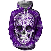 cheap Horror-Sugar Skull Mexican Hoodie Cartoon Manga Anime 3D Front Pocket Graphic For Couple&#039;s Men&#039;s Women&#039;s Adults&#039; 3D Print Casual Daily