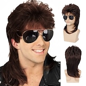 billiga Herrperuker-mullet peruk för män 70-tal 80-talskostym snygg festperuk lång blond lockig punk rockerperuk syntetiska kostymer peruker för manliga killar
