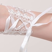 voordelige Bruidshandschoenen-Polyester / Netstof Ellebooglengte Handschoen Feest / Avond / Stijlvol Met Pure Kleur / Versieringen / Kristallen / Bergkristallen Bruiloft / feesthandschoen