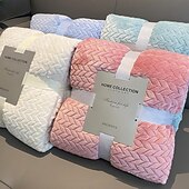 cheap Bed Blankets-Fleece Throw Blanket Flannel Fleece Throw Blankets Soft Warm Plush Jacquard Weave Pattern Blanket for Bed, Sofa, Couch Lightweight Fuzzy Cozy Decorative Blankets