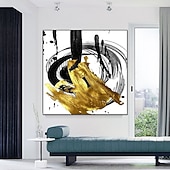 cheap Abstract Paintings-Handmade Oil Painting Canvas Wall Art Decoration Post-Modern Ink And Gold Abstract for Home Decor Rolled Frameless Unstretched Painting