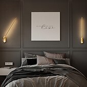 voordelige Wandverlichting voor binnen-led wandlampen lineaire indoor, minimalistische led wandlamp, lineaire wandlamp armatuur badkamer eetkamer gang woonkamer (wit/warm wit licht)/messing