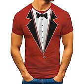 cheap 3D T shirts-Men&#039;s Graphic Tee Tuxedo Shirts Short Sleeve T shirt 3D Print Round Neck Shirt Exaggerated Basic Daily Black White Yellow Clothing Apparel Normal S M L XL XXL 3XL 4XL