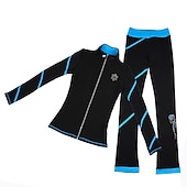 preiswerte Eiskunstlauf Trainingsoutfit-Eiskunstlauf-Jackett und -Hose Damen Mädchen Eislaufen Hosen / Regenhose Shirt Weiß Rosa Blau Glitzer Vlies Spandex Hochelastisch Ausbildung Wettbewerb Eiskunstlaufkleidung warm Kristalle Langarm