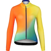 abordables Maillots de mujer-Mujer Maillot de Ciclismo Degradado Manga Larga Bicicleta Maillot Camiseta con 3 bolsillos traseros MTB Bicicleta Montaña Ciclismo Carretera Secado rápido Bandas Reflectantes Bolsillo trasero